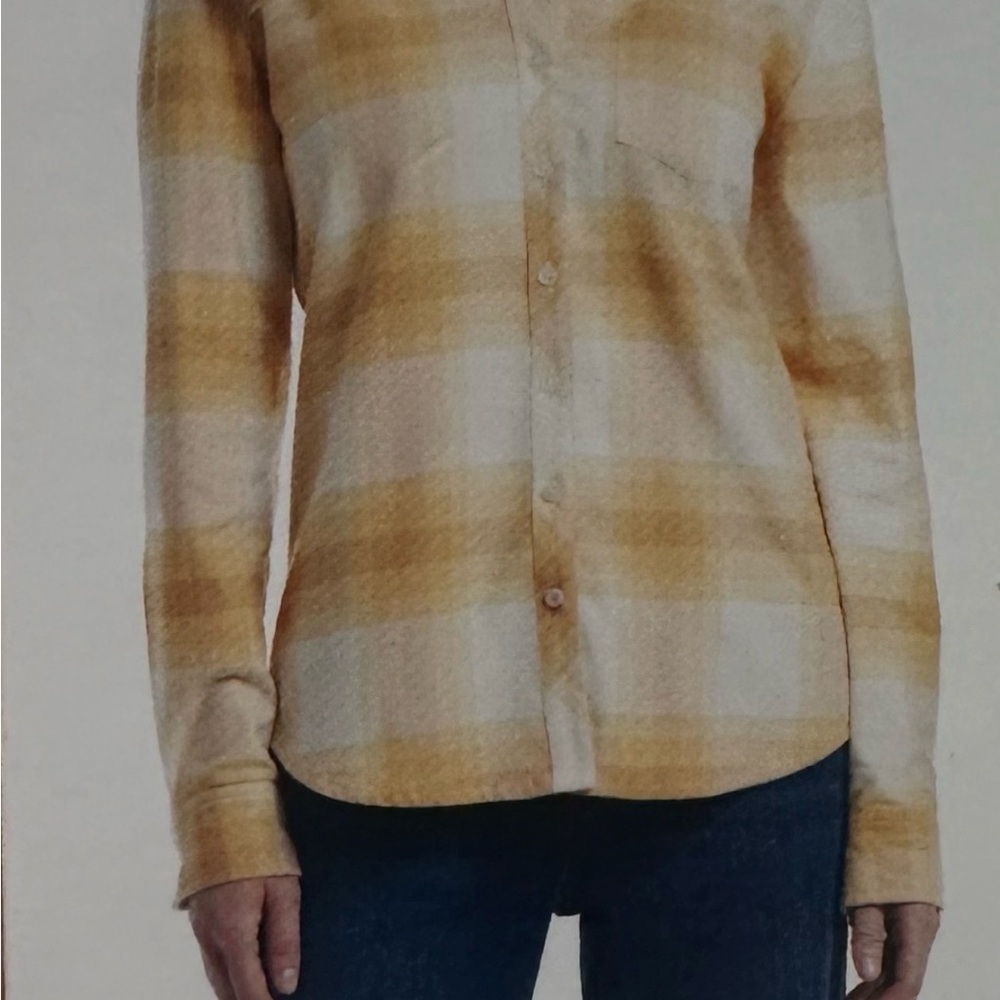 Weatherproof Vintage Women's Comfort Stretch Flannel Shirt, Yellow, Size S